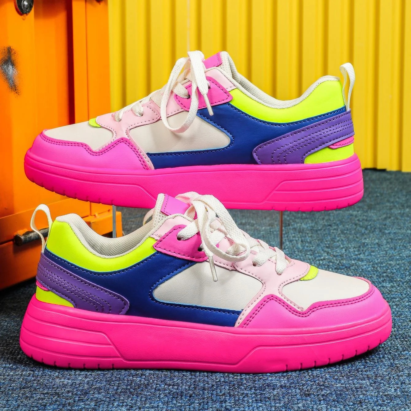 WildStride Leopard Print Platform Casual Skate Sneakers