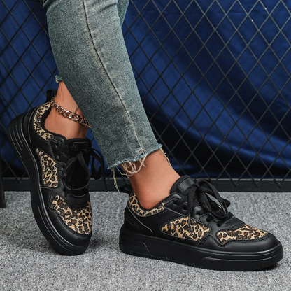 WildStride Leopard Print Platform Casual Skate Sneakers