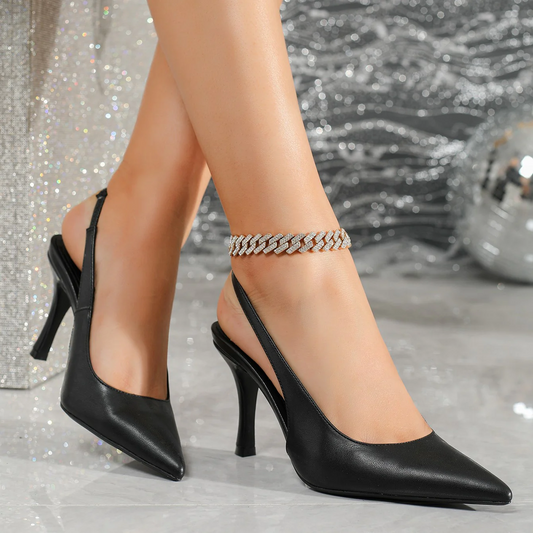 Women’s Élise Minimalist French-Style Buckle Strap Pointed-Toe High Heels – Slim Stiletto Court Shoes