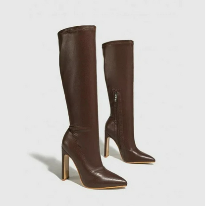Women's LuxeStiletto Knee-High Boots – Pointed Toe Slim Heel Fashion Boots