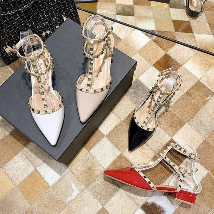 Women’s Studded Pointed Toe Low Heels